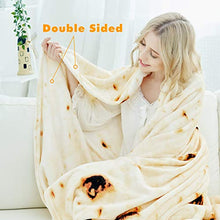 Load image into Gallery viewer, CASOFU Burritos Blanket, Double Sided Giant Flour Tortilla Throw Blanket, Novelty Tortilla Blanket for Your Family, 285 GSM Soft and Comfortable Flannel Taco Blanket for Adults. (Beige, 60 inches)