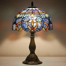 Load image into Gallery viewer, Tiffany Style Lamp Stained Glass Table Lamps Blue Purple Clouldy Lampshade 18 Inch Tall Antique Bookcase Beside Desk Reading Lighting for Living Room Bedroom S558 WERFACTORY