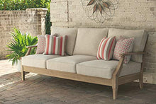 Load image into Gallery viewer, Signature Design by Ashley Clare View Coastal Outdoor Patio Eucalyptus Sofa with Cushions, Beige