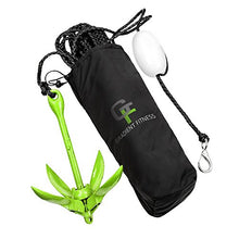 Load image into Gallery viewer, Gradient Fitness Marine Anchor, 3.5 lb Folding Anchor, Grapnel Anchor Kit for Kayaks, Canoes, (SUP) Paddle Boards, (Green, 3.5 lbs)