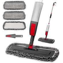 Load image into Gallery viewer, Spray Mop 120CM, Floor Mops for Floor Cleaning 450ML Spray Bottle, Microfiber Hardwood Floor Mop for Laminate Tile Ceramic Wood Floor Cleaning, Dry Wet Mop with 3 Reusable Pads 1 Scraper