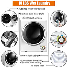 Load image into Gallery viewer, COSTWAY Compact Laundry Dryer, 110V Electric Portable Clothes Dryer with Stainless Steel Tub, Control Panel Downside Easy Control for 4 Automatic Drying Mode, White