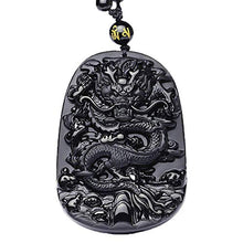 Load image into Gallery viewer, Mson Natural Obsidian Dragon Necklace Natural Stone Pendant Jade Lucky Blessing Pendant Jewelry Fine Jewelry for Men or Women
