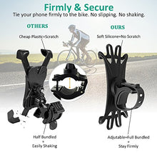 Load image into Gallery viewer, Bovon Bike Phone Mount, 360° Rotation Silicone Bicycle Phone Holder, Universal Motorcycle Handlebar Mount Compatible with iPhone Se/11 Pro Max/XR/XS Max/8/7/ 6/6s Plus, Galaxy S20/S9, 4.0"-6.5" Phones