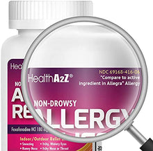 Load image into Gallery viewer, HealthA2Z Fexofenadine Hydrochloride 180mg, Antihistamine for Allergy Relief ,Non-Drowsy,24-Hour, 120 Count Coated Caplets,Compare to Allegra Active Ingredient