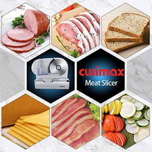 Load image into Gallery viewer, CUSIMAX Meat Slicer Electric Food Slicer with 7.5” Removable Stainless Steel Blade and Pusher, Deli Cheese Fruit Vegetable Bread Cutter, Adjustable Knob for Thickness, Food Carriage & Non-Slip Feet