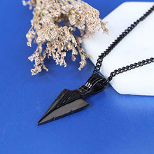 Load image into Gallery viewer, Jstyle Stainless Steel Pendant Necklace for Mens Boys Cool Spearpoint Arrowhead Pendant Chain Necklace Set Black & Silver Tone