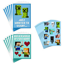 Load image into Gallery viewer, Hallmark Kids Minecraft Valentines Day Cards and Stickers Assortment (12 Cards with Envelopes)