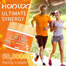 Load image into Gallery viewer, Hemp Cream, HOOLOO 60,000 Natural Hemp Extract Cream, Fast Relief, Muscle, Joint, Lower Back, Knees, Fingers, Nerves, Made in USA, 5oz