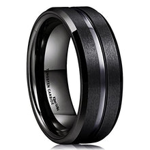 Load image into Gallery viewer, King Will Classic Men Black Tungsten Carbide 8mm Polished Matte Brushed Finish Center Wedding Band Ring 10