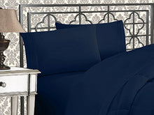 Load image into Gallery viewer, Elegant Comfort Luxurious 1500 Thread Count Egyptian Three Line Embroidered Softest Premium Hotel Quality 4-Piece Bed Sheet Set, Wrinkle and Fade Resistant, Queen, Navy Blue