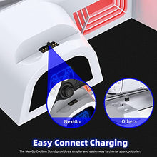 Load image into Gallery viewer, NexiGo PS5 Accessories Cooling Stand with LED Lighting Fans and Dual Controller Charger Station for Playstation 5 Console, Upgraded Multifunctional Stand with Charging Dock, 10 Game Slots, White