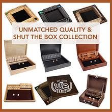 Load image into Gallery viewer, WE Games 4 Player Shut The Box Dice Board Game - Walnut Stained Wood - Large Coffee Table Size - 14 Inches, for Family and Adult Game Night Play in Classroom, Home or Bar