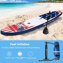 Load image into Gallery viewer, Goplus Inflatable Stand up Paddle Board iSUP Cruiser 6" Thickness iSUP Package w/3 Fins Thuster, Adjustable Paddle, Pump Kit and Carry Backpack (Stars and Stripes, 11 FT)
