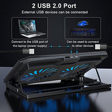 Load image into Gallery viewer, LIENS Laptop Cooling Pad with Adjustable Height Two 5.1 Inches Fan 2 USB Ports Suitable for 12"-15.6" Laptops(Black)