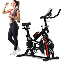 Load image into Gallery viewer, Exercise Bike Recumbent Spin Cycling Bike Indoor Cycle Stationary Workout Equipment with Pulse W/LCD Display and Adjustable Foot for Home Office (Black)