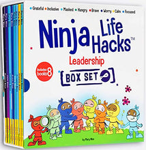Load image into Gallery viewer, Ninja Life Hacks Leadership 8 Book Box Set (Books 17-24: Focused, Calm, Brave, Masked, Inclusive, Grateful, Hangry, and Worry)