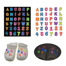Load image into Gallery viewer, PartyFUN 72PCS Letters Shoes Charms GLOW IN THE DARK Shoes Charms for Clog Shoes & Wristband Bracelet Party Gifts