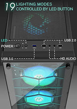 Load image into Gallery viewer, MUSETEX ATX PC Case with 6 Pcs 120mm ARGB Fans, Computer Gaming Case Mid-Tower Phantom Black, Tempered Glass Computer Chassis, USB 3.0, MN6-B