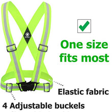 Load image into Gallery viewer, Reflective Vest with Reflective Bands - Reflective Running Gear for Men and Women for Night Running, Biking, Walking. Reflective Running Vest, Safety Straps, Reflector Strips (Green Vest + 4 Bands)