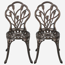 Load image into Gallery viewer, YAHEETECH 3 PCS Patio Set Tulip Design Setting Cast Bistro Table Chair Outdoor Patio Furniture, Aluminum, Antique Bronze