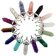 Load image into Gallery viewer, Mutilcolor 14pcs Bullet Shape Healing Pointed Chakra Pendants Quartz Crystal Stone Charm Randow Color for Necklace Making