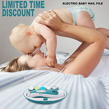 Load image into Gallery viewer, Baby Nail File Electric by Pretty MiniMe – Blue Infant Nail Clippers - Boy Baby Nail Trimmer - Safe Fingernail and Toenail Grooming Manicure Kit for Newborn Toddler and Kids - 10 File Tips