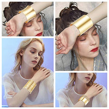 Load image into Gallery viewer, CASSIECA 4 Pcs Cuff Bangle Bracelet Set for Women Smooth Open Wide Wire Grooved Bracelets Adjustable Gold Sliver-Tone Plated Fashion Jewelry