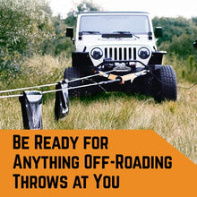 Load image into Gallery viewer, GearAmerica Off-Road Recovery Kit - Ultimate 4x4 Winching Accessories - Includes Tow Strap, Tree Saver, Heavy Duty Snatch Block Pulley, Winch Line Dampener, Recovery Gloves & Black D-Ring Shackles
