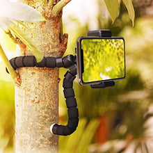 Load image into Gallery viewer, Phone Tripod, Portable and Adjustable Camera Stand Holder with Bluetooth Remote and Universal Clip for Any Smartphone, Cellphone, Phone, Android, Camera, GoPro (Black, 8")