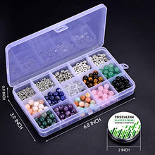 Load image into Gallery viewer, 300Pcs Gemstone Round Loose Beads Wholesale Natural Stone Beads with Spacer Beads and Elastic String for Bracelets Jewelry Making