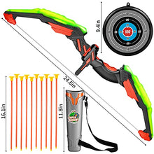 Load image into Gallery viewer, TEMI Kids Bow and Arrow Set - LED Light Up Archery Toy Set with 10 Suction Cup Arrows, Target & Quiver, Indoor and Outdoor Toys for Children Boys Girls