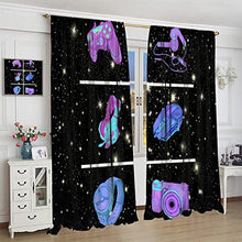 Load image into Gallery viewer, Game Blackout Curtains Gaming Controller Headphone Mouse Watch Gamepad Gamer Light Blocking Curtain Gamer Video Pattern Child Girl Room Decor 2 Panels Set 63x63in