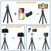 Load image into Gallery viewer, Phone Tripod,Shengsite Portable and Extendable Camera Tripod Stand with Wireless Remote 360°Rotating Adjustable Flexible Cell Phone Tripod Compatible with iPhone, Android Phone, Camera, Sports Camera