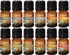 Load image into Gallery viewer, Cliganic USDA Organic Aromatherapy TOP 12 Essential Oils Set, 100% Pure - Peppermint, Lavender, Eucalyptus, Tea Tree, Lemongrass, Rosemary, Frankincense, Orange, Lemon, Cassia, Cedarwood & Grapefruit