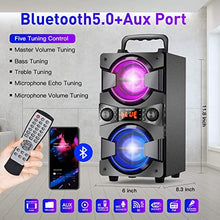 Load image into Gallery viewer, 60W Bluetooth Speakers Portable Wireless Speaker with Double Subwoofer Heavy Bass, FM Radio, Microphone, Lights, Remote, EQ, Loud Stereo Sound System Speaker for Home Outdoor Party Camping (1MIC)