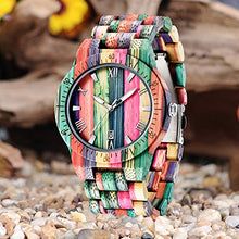 Load image into Gallery viewer, Men Watches with Handmade Colorful Bamboo Wood Watch Analog Quartz Wooden Watch for Men