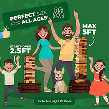 Load image into Gallery viewer, SWOOC Games - Reclaimed Giant Tower Game | 60 Large Blocks | Storage Crate / Outdoor Game Table | Starts Over 2.5ft Big | Max Height of 5ft | Genuine Jumbo Toppling Yard Games | Jumbo Backyard Set