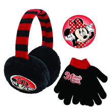 Load image into Gallery viewer, Disney Toddler Winter Earmuffs and Kids Gloves, Minnie Mouse Ear Warmers, Black, Little Girls, Ages 4-7