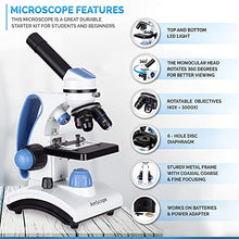 Load image into Gallery viewer, AmScope M162C-2L-PB10-WM-SP14-50P100S 40X-1000X Beginners Microscope Kit for Kids & Students w/Complete Science Accessory Kit + World of The Microscope Book