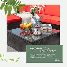 Load image into Gallery viewer, Devoko 7 Pieces Outdoor Sectional Sofa Patio Furniture Sets Manual Weaving Wicker Rattan Patio Conversation Sets with Cushion and Glass Table (Red)