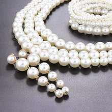 Load image into Gallery viewer, FINREZIO Women's Faux Three Multi-Strand Pearl Necklace Long Pearl Dangle Earrings and Bracelet Jewelry Set for Women