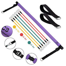 Load image into Gallery viewer, CB Fitness Pilates Stick Bar with Resistance Bands - Set of 3 Exercise Flex Bands & Fit Bar Attachment - Home Gym Equipment for Men & Women - Portable Workout Kit for Body Toning, Yoga & Core Training