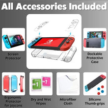 Load image into Gallery viewer, S&J Limited Edition Genuine Leather Hard Shell Nintendo Switch Travel Case with 10 Gamecard Slots Includes Back Protective TPU Dockable Case, 2 Joycon Covers, 4 Thumbstick Caps & Screen Protector