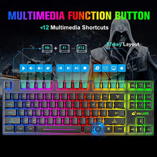 Load image into Gallery viewer, Wireless Gaming Keyboard Mouse and Wired Headphone with Ergonomic 87 Key Rainbow Backlight Rechargeable 3800mAh Battery Mechanical Feel Anti-ghosting Mouse pad for PC Laptop Gamer Typist(Black RGB)
