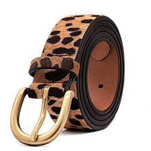 Load image into Gallery viewer, Women's Leopard Print Leather Belt for Pants Jeans Waist Belt with Alloy Buckle By LOKLIK (XS(26"-29"))