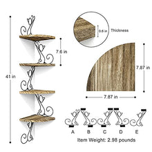 Load image into Gallery viewer, Alsonerbay Wall Mount Corner Shelves 4 Tier Floating Corner Storage Wood Shelves Decorative Rustic Radial Shelf in Cat Shape Carbonized Black
