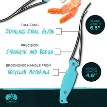 Load image into Gallery viewer, Toadfish Shrimp Deveiner Tool - Prawn & Seafood Peeler - Frogmore Shrimp Cleaner - Steel Butterfly Blade - Kitchen Essential - Ergonomic Handle - Stainless Steel - Full-Tang Strength
