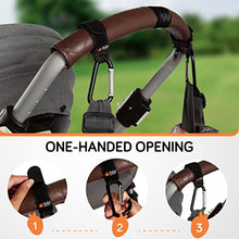Load image into Gallery viewer, Stroller Hooks for Hanging Bags and Shopping - MadeForMums & Lovedbyparents Award-Winning Stroller Clips - Universal Stroller Clips for Bags - Black, 2 Pack by Baby Uma
