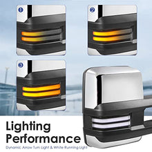 Load image into Gallery viewer, MOSTPLUS Power Heated Towing Mirrors Compatible with 2003 2004 2005 2006 Chevy Silverado Suburban Tahoe GMC Serria Yukon w/Sequential Turn Light, Clearance Lamp, White Running Light(Set of 2)-Chrome